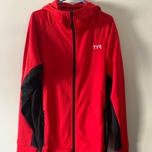 TYR red hooded zip up Size L